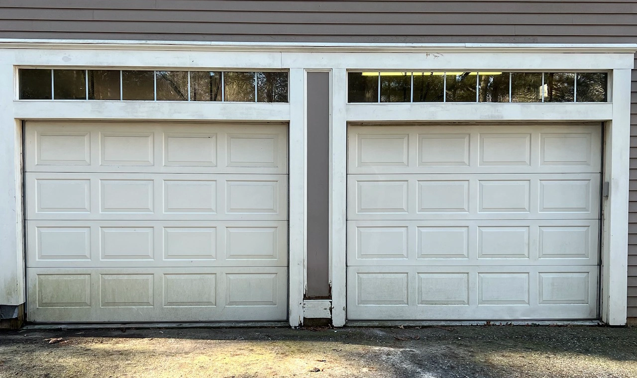 The original white garage doors